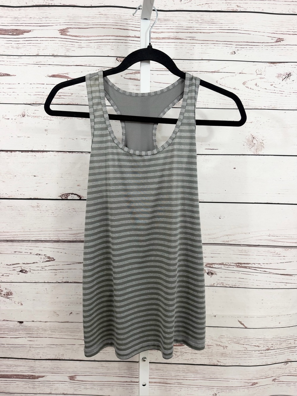 Danskin Now Gray Striped Racerback Tank Top - Size Medium
